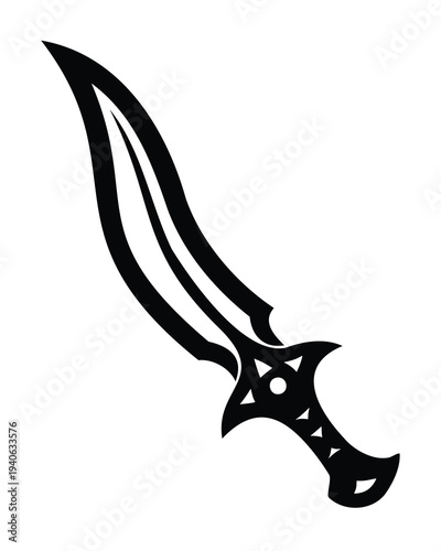 sword silhouette, medieval weapon icon symbol, vector illustration on a white background 