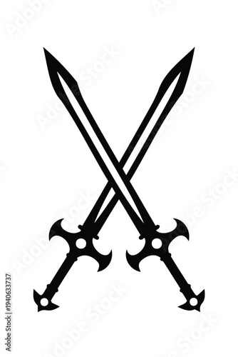 sword silhouette, medieval weapon icon symbol, vector illustration on a white background 