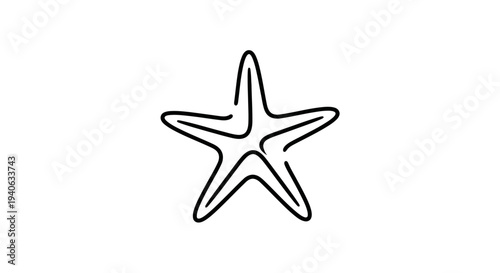 Minimalist hand-drawn black outline starfish illustration on a clean white background, perfect for marine life and ocean-themed designs.