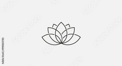 Minimalist Lotus Flower Line Art Icon. Elegant Outline Symbol for Yoga, Meditation, Spa, Wellness, and Beauty. Serene Blossom Vector.