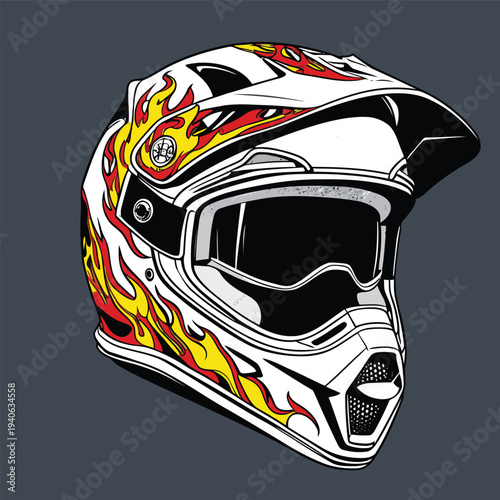 classic motocross helmet flat vector image