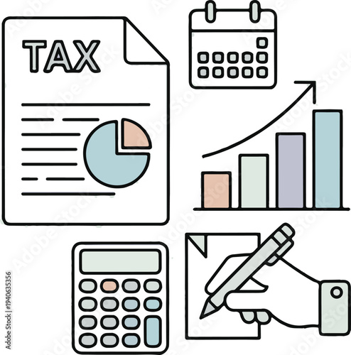 Tax Day Icon Set Multiple Style Collection.