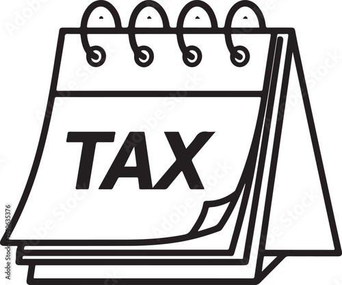 A calendar icon with a tax reminder on a plain white background