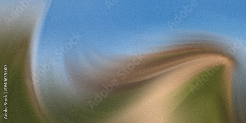 Photos Abstract landscape with green hills and blue sky in soft focus effect