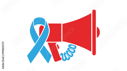 Awareness Ribbon with Megaphone, Public Health Campaign and Advocacy Announcement Illustration