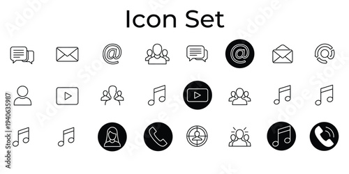 Icon set with various symbols and graphics
