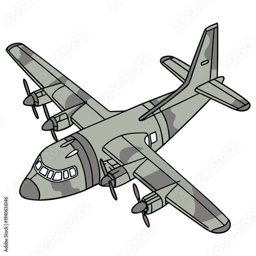 cartoon,aircraft,military,bomber,propeller,grey,technical,detailed,digital art

