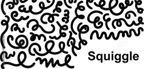 Black squiggly lines with handwritten text squiggle on white