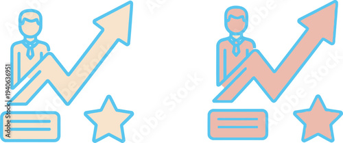 Promotion and career growth concept with three stages of success