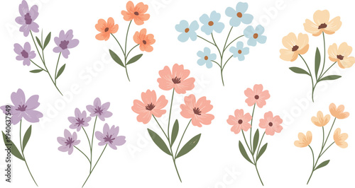 A beautiful spring bouquet of pink and white tulips in a floral blossom design featuring delicate petals and green leaves for a nature-inspired vector illustration pattern