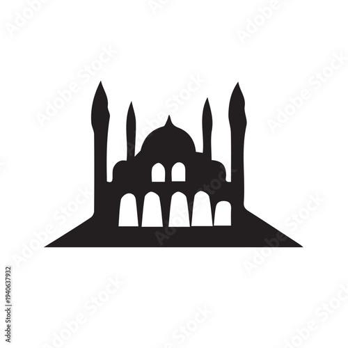 Islamic Mosque, Kaaba and Minaret Vector Illustration – Ramadan and Eid Islamic Architecture Design