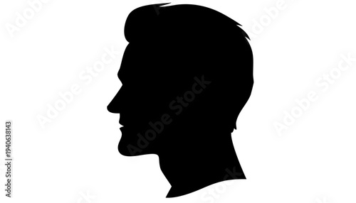 man side face profile silhouette icon, minimal black vector, transparent background