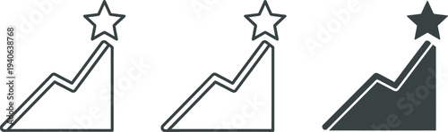 Three star rating icons with varying line styles and fill
