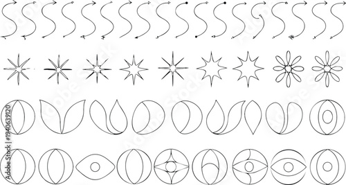 A series of hand drawn sketches depicting evolving forms and circular patterns