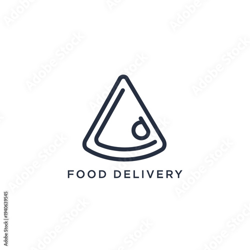 Food delivery service logo icon slice of pizza with pepperoni and cheese