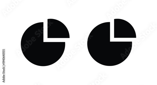 Two black pie charts display equal proportions minimalist silhouette