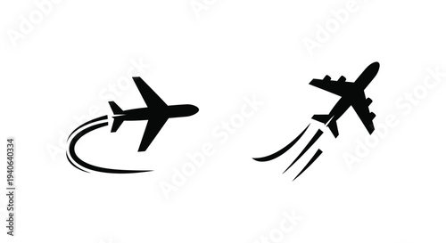 Two airplanes in flight with dynamic trails a bold silhouette