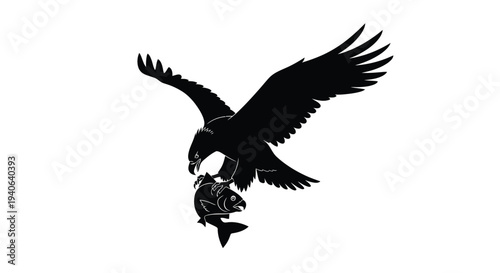 Eagle with prey in flight a dramatic black silhouette