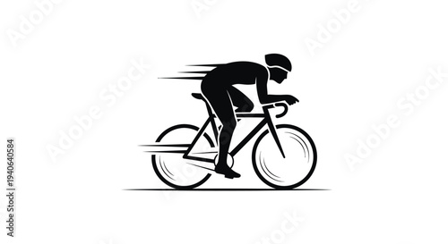 Cyclist in motion speed lines emphasize dynamic movement a silhouette