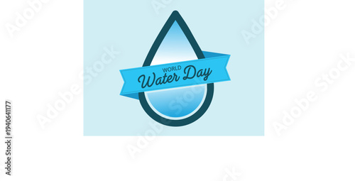 World water day logo with blue droplet and banner