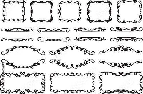 Elegant decorative frames and borders with vintage flourish design elements