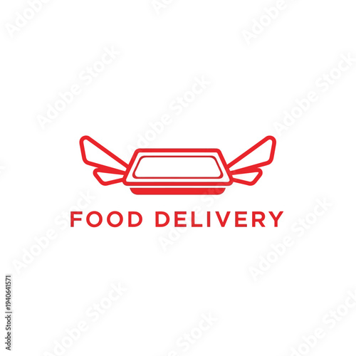 Fast food container with wings food delivery service restaurant and cafe logo
