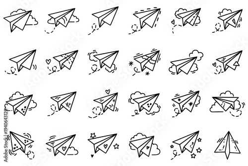 24 paper planes icon set
