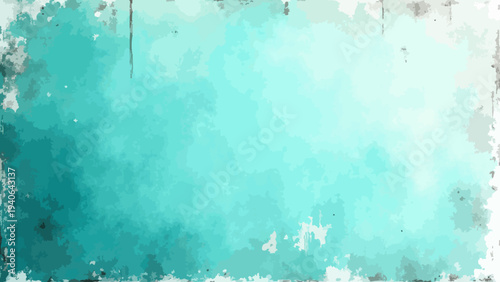 Vector An abstract watercolor rendering of ocean-inspired teal and turquoise hues, this artwork, with its delicate textures and gradient effects, evokes a sense of fluid movement and serenity. 