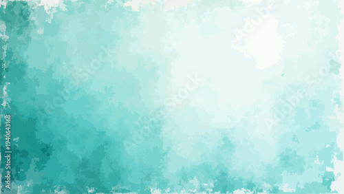 Vector An abstract watercolor painting with shades of teal and cyan blends with soft edges, creates a serene and tranquil backdrop.
