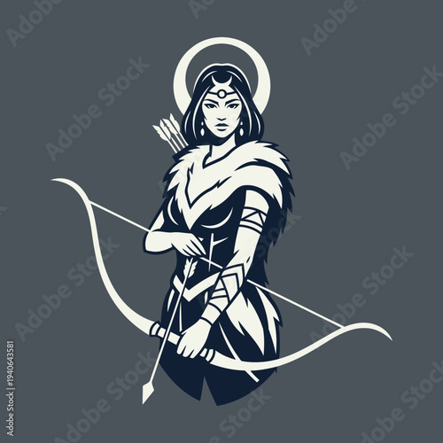 vector illustration of a woman with sword