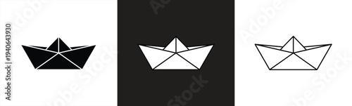 Paper boat icon illustration isolated on White background, Vector icon Eps10.