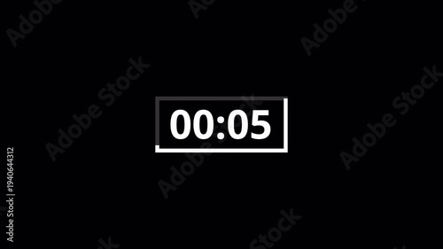 10 second countdown timer animation on a transparent background, 10 second to 0 second countdown timer with alpha channel in 4k.