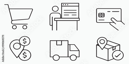 Ecommerce icons for online shopping and delivery services
