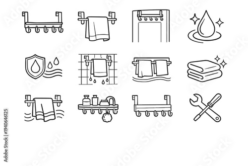 Reliable compatibility over hanger bathroom design vector accessory icon hardware door coating