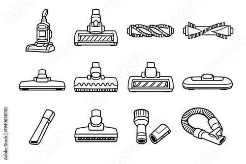 Motorized head pet icon design lifter glide brush vector vacuum carpet