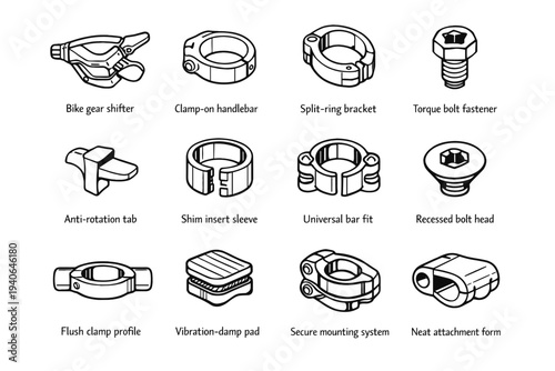 Head secure vector mounting shifter shim bar bike icon system neat gear