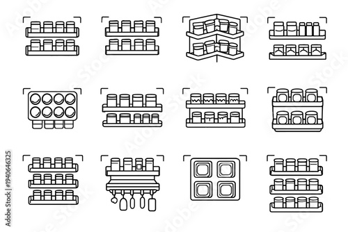 Storage spice unit approach icon magnetic rack vector neat refined vertical tidy