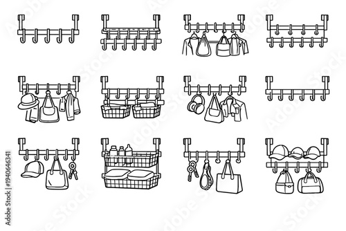 Outline hanging vector over icon efficient hook options tool door tidy approach
