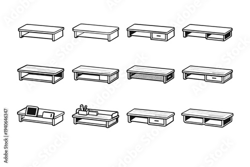 Silhouette surface icons clean panel shelf material vector style outline modern icon