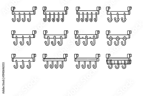 Form vertical points organizer stress hook vector door rounded structure rack icon
