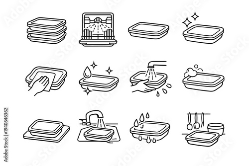 Refined stackable clean design form vector container lid maintenance icon smooth icons