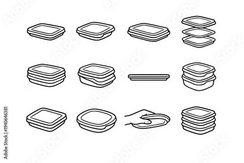 Lid icon container modern icons stackable design vector storage refined concept minimalism