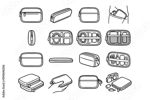 Icon neat minimalist outline design pouch tech appearance refined silhouette proportions vector