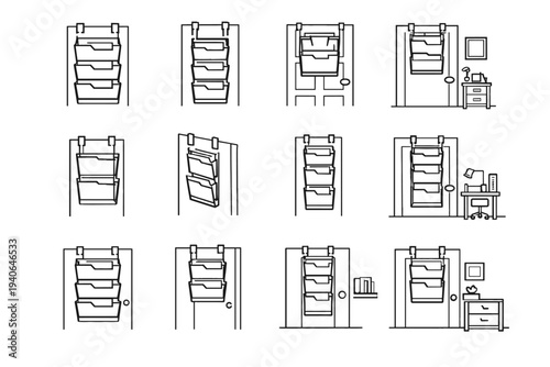 Neat holder placement door depth compact file organizer silhouette over icon narrow