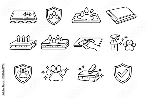 Geometry cooling durability hygienic mat modern edge outline vector pet surface icon