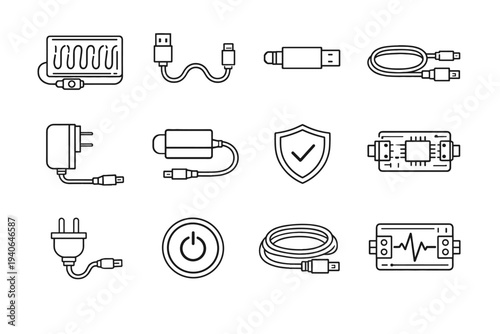 Heating usb neat electronic vector icon modern interface input design clean pad