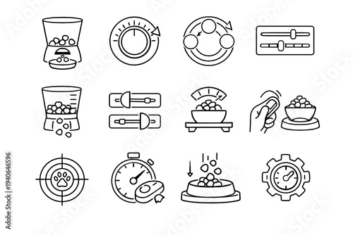 Tool icon pet rotating feeding icons outline flow portion precise dispenser feature