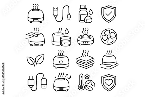 Icon outer surface modern lamp elegant vector construction aroma usb contour accessory