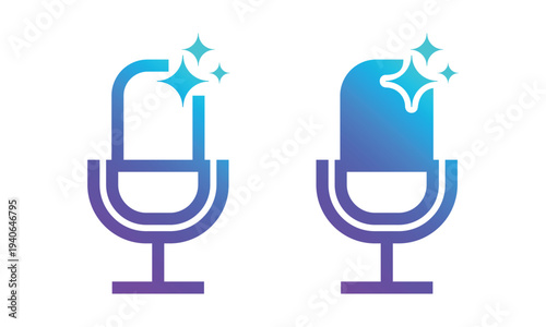 AI voice or smart microphone logo design icon vector template