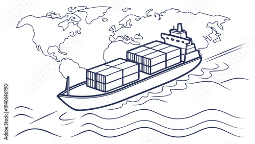 Global Ocean Shipping and Maritime Transport Blue Economy Vector
